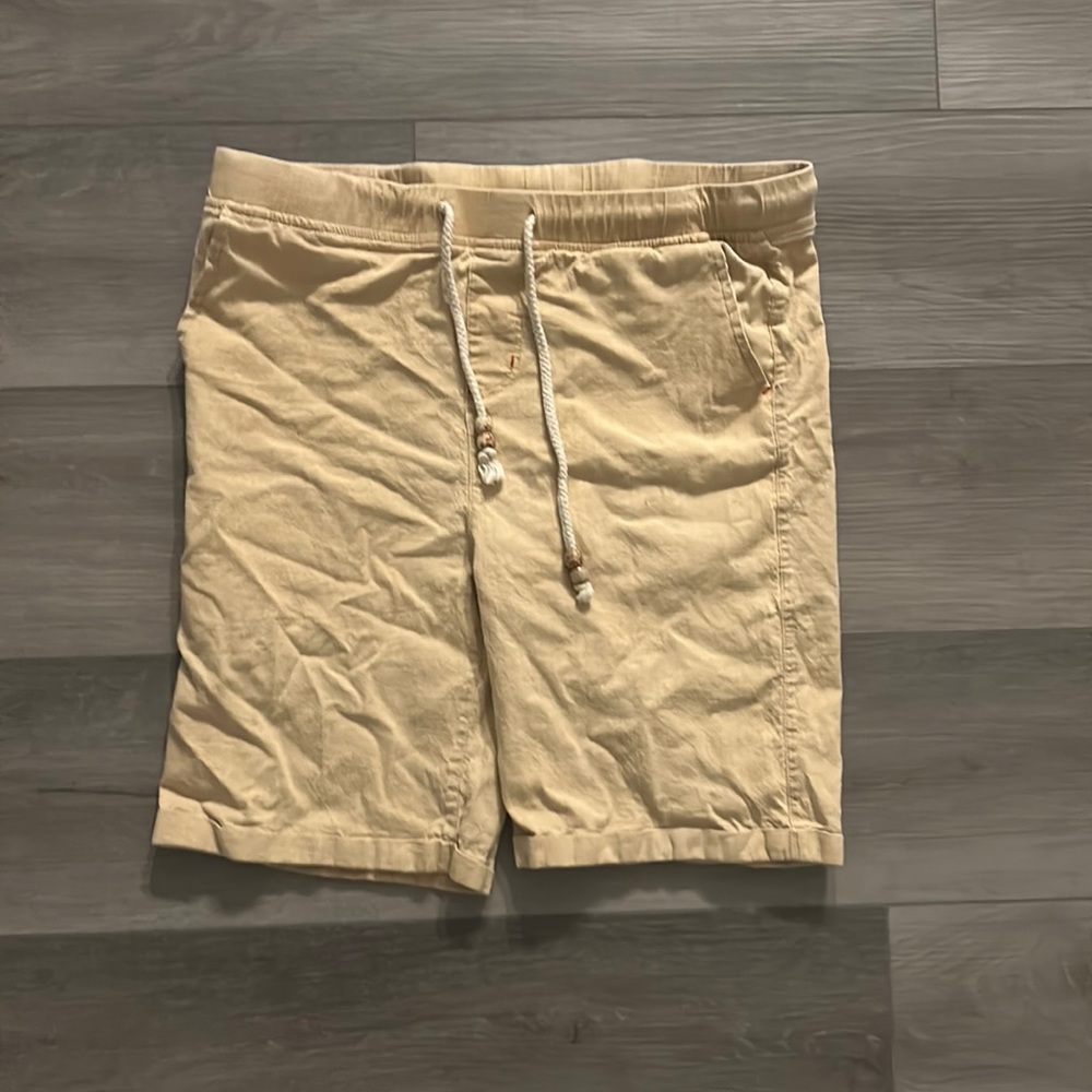 Tan Linen Cargo Shorts